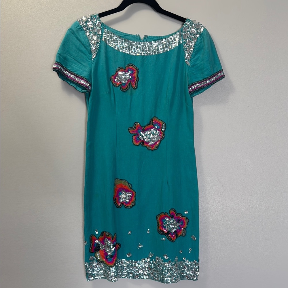 French Connection Teal Sequin Mini Dress